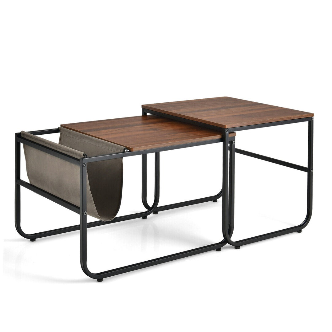 Modern Industrial Nesting Coffee Table Set-Brown