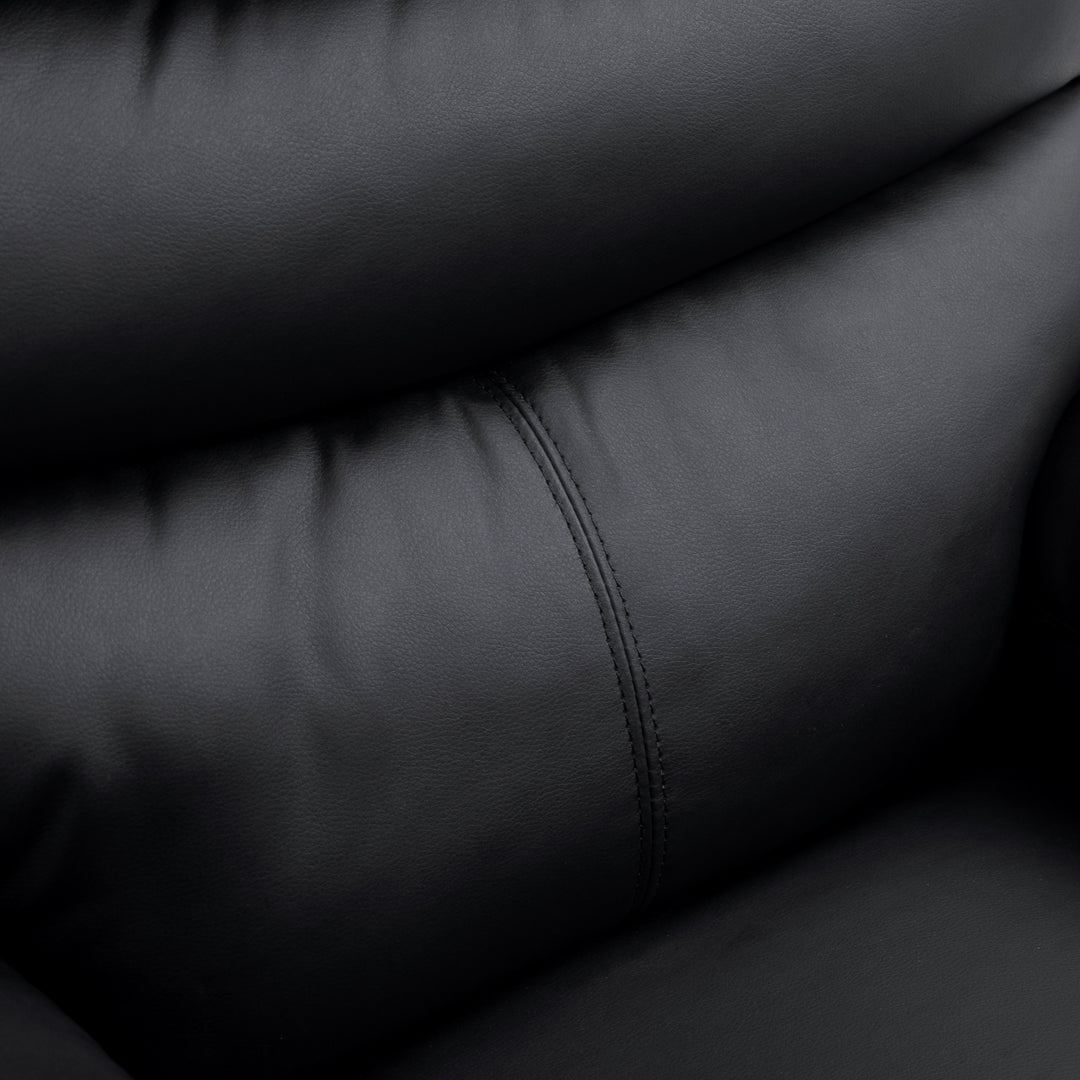 Single Recliner Sofa PU Leather Armchair Padded Armrest Reclining Cinema Chair Living Room Lounge (Black)