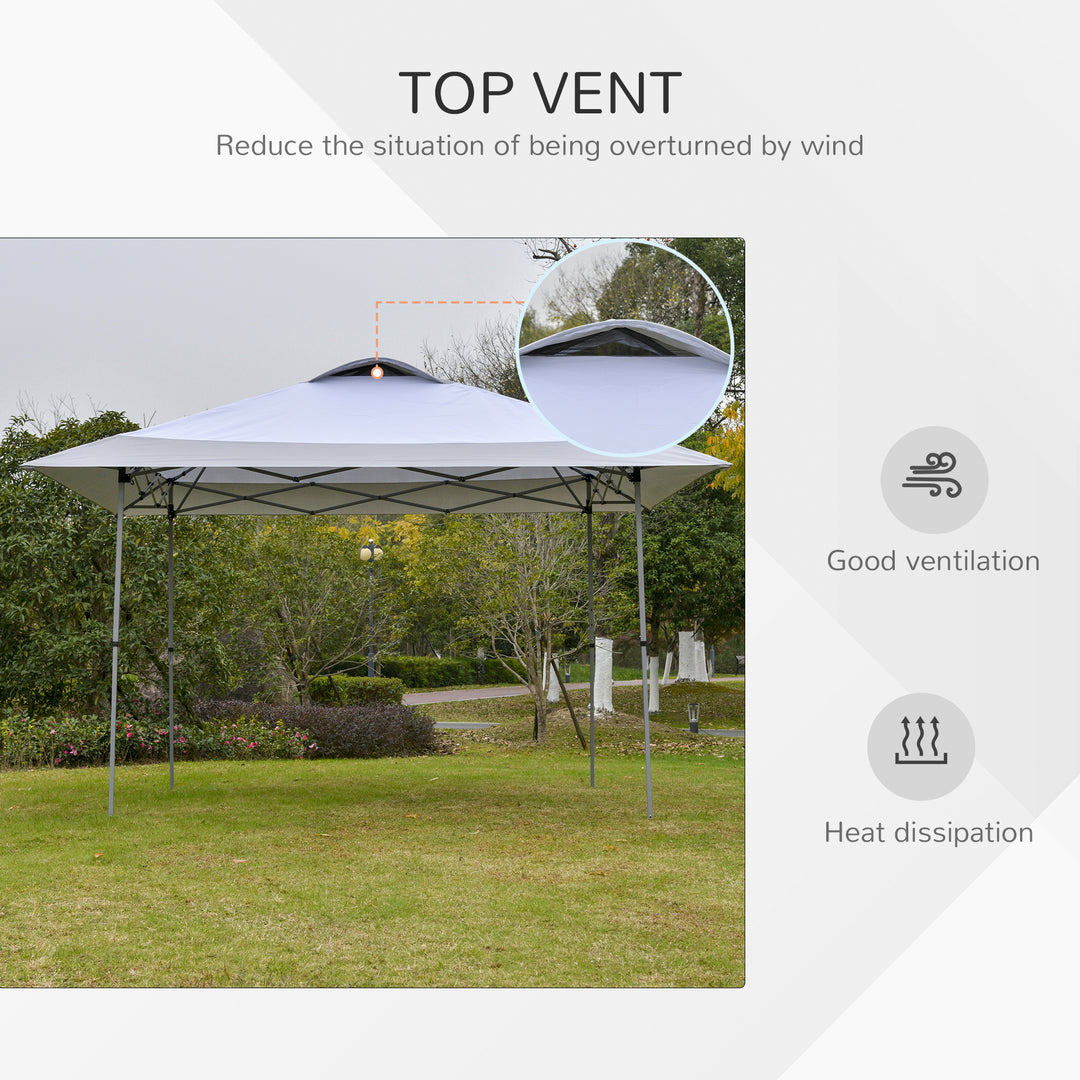 Outsunny 4 x 4m Pop-up Canopy Gazebo Tent with Roller Bag &amp; Adjustable Legs Outdoor Party, Steel Frame, White