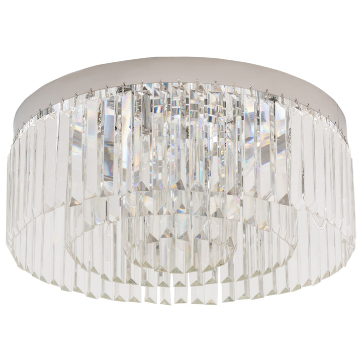 Crystal Ceiling Light Modern Chandeliers w/ Stainless Steel Base 10 Lights Elegant Flush Mount Ceiling Lighting for Living Room, Hallway, Bar