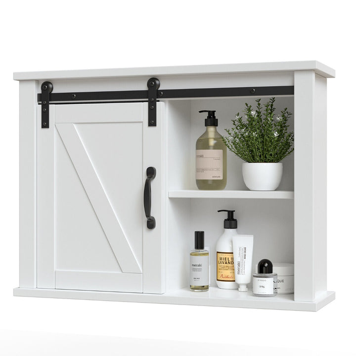 Modern Wall Storage Cabinet with Sliding Door and Adjustable Shelf-White