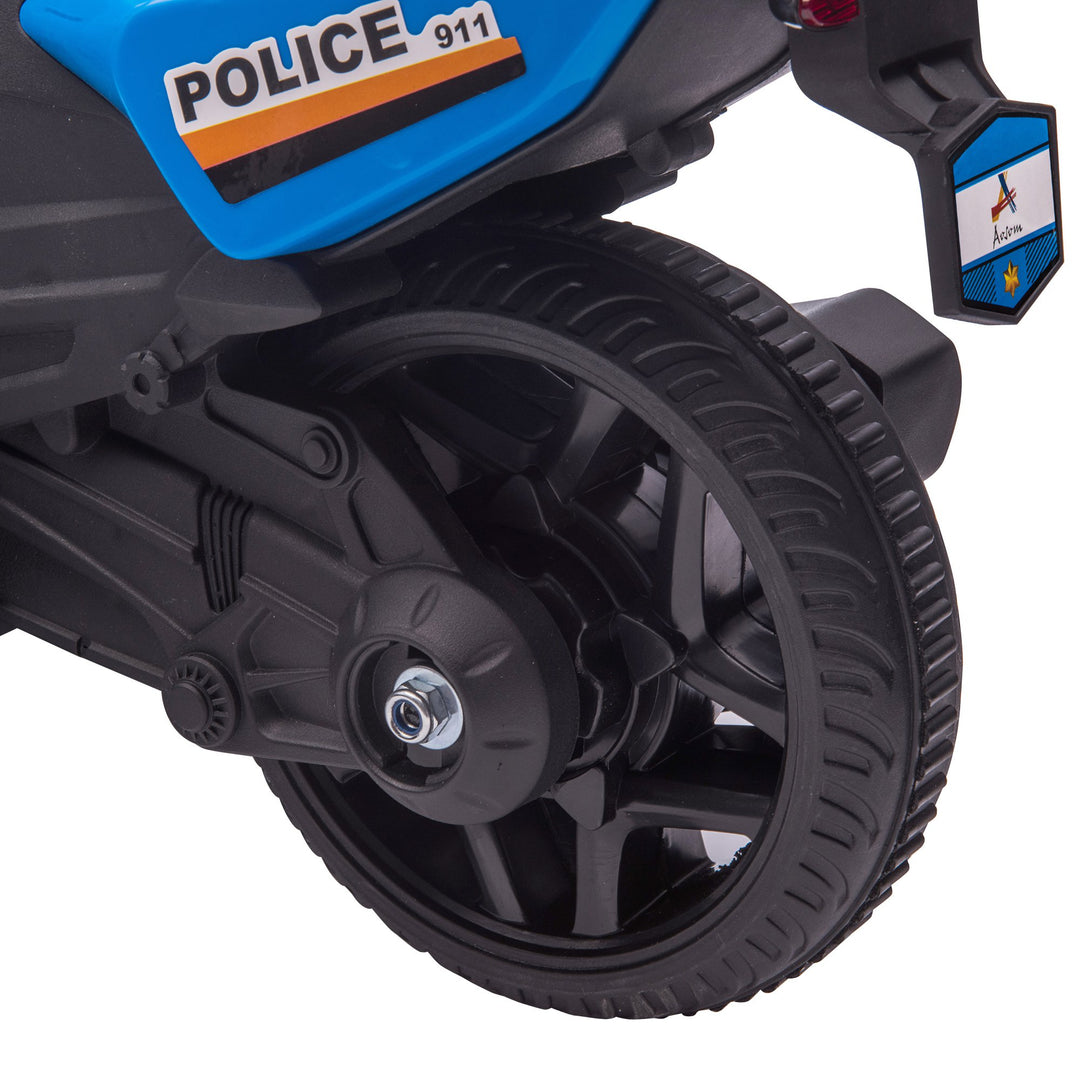 Kids 6V Electric Ride On Motorcycle Police Car Toy for 18 - 36 months Blue