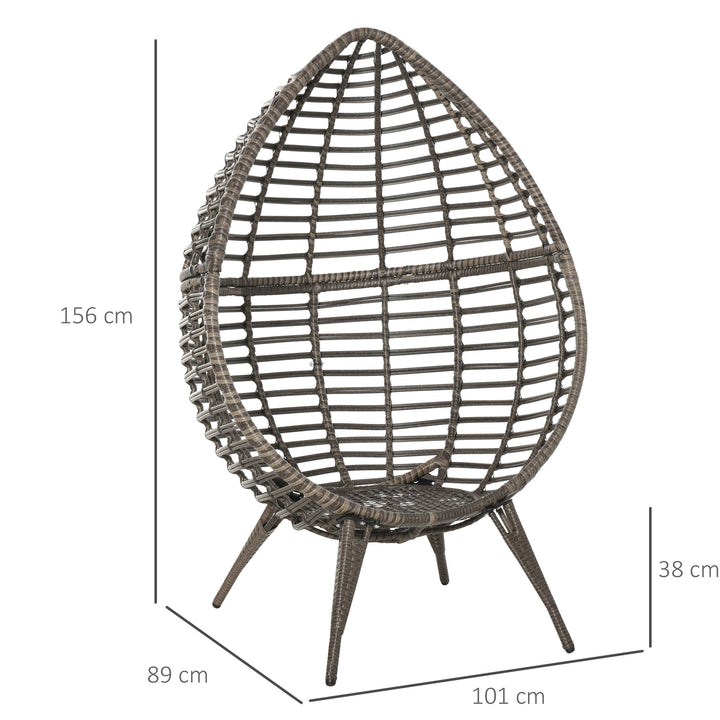 Outdoor Indoor Rattan Egg Chair Wicker Weave Teardrop Chair with Cushion Grey