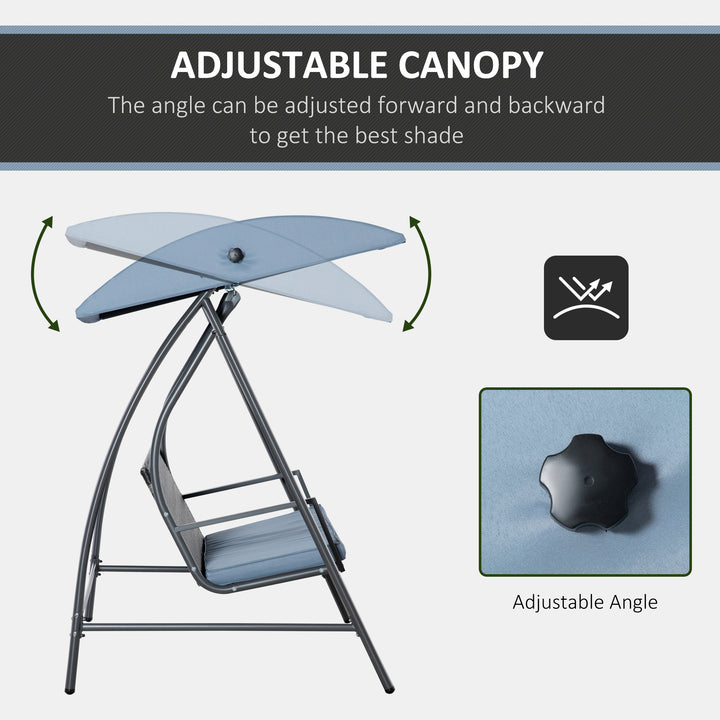 Outsunny 2-3 Seater Outdoor Garden Rattan Swing Chair with Adjustable Canopy Removable Cushion Hammock Seater Bench Bed Lounger, Mixed Grey