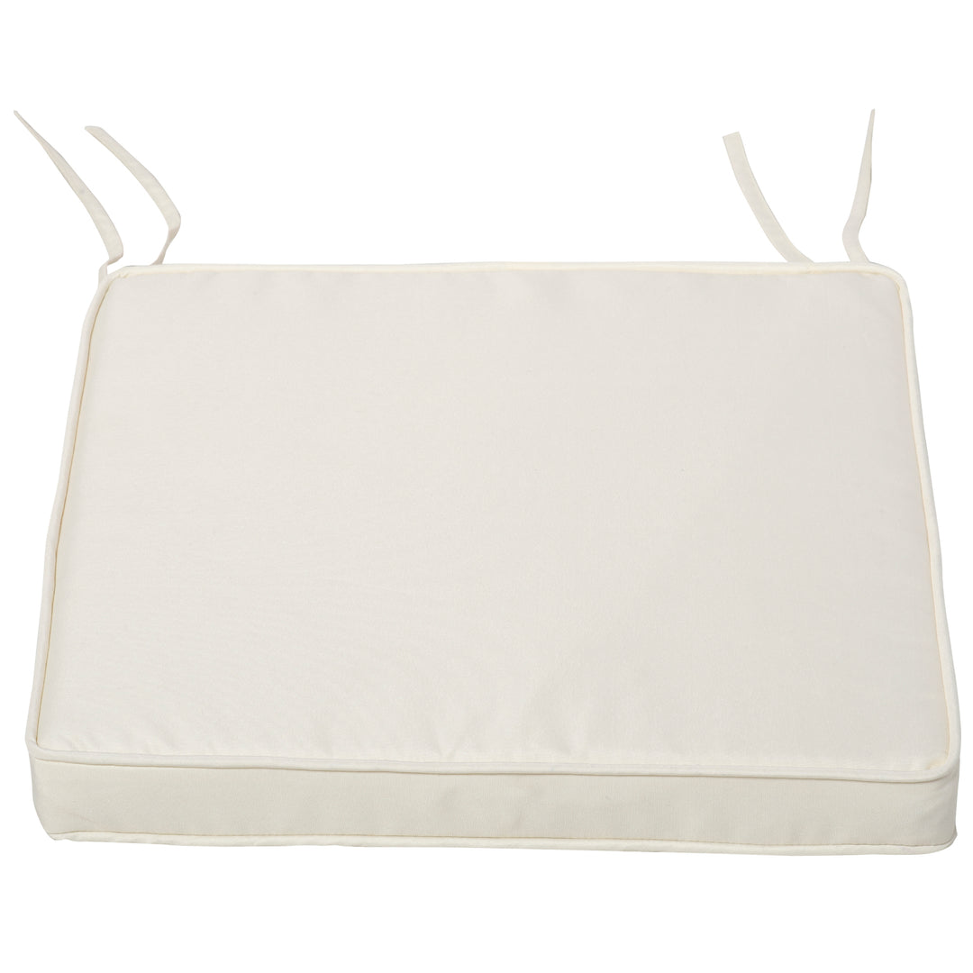 Set of 2 Bench Cushion Seat Pads Dining Chair w/Straps Indoor Garden Patio Mat White 45L x 45W x 5T cm