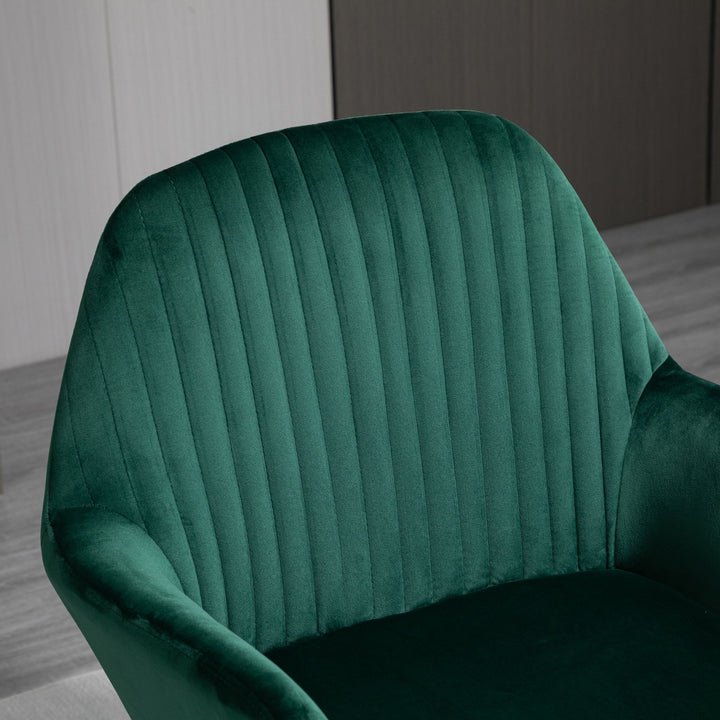 HOMCOM Modern Accent Chair Velvet-Touch Fabric Upholstered Lounge Armchair with Metal Base, Green