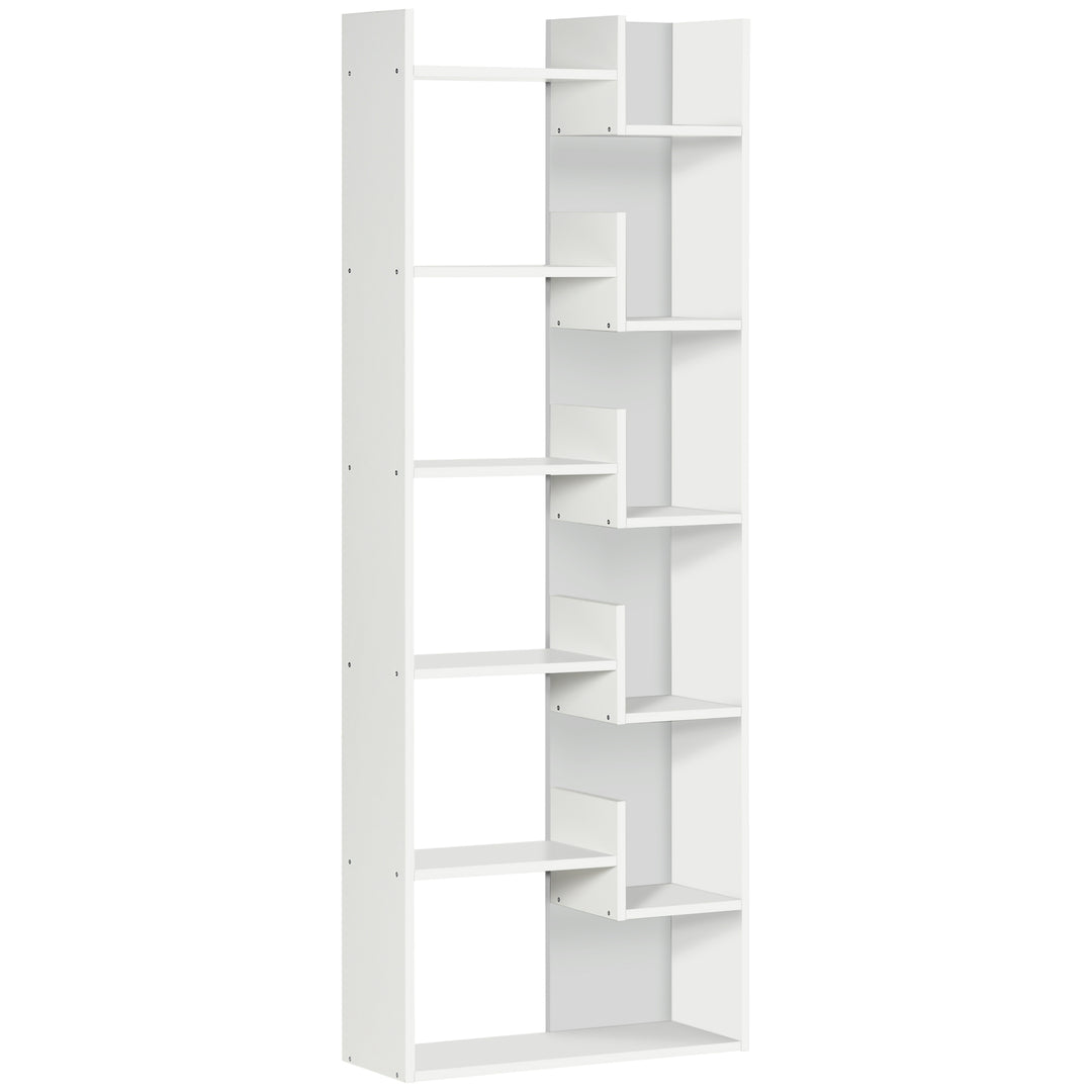 6-Tier Bookshelf, Modern Bookcase with 11 Open Shelves, Freestanding Decorative Storage Shelving for Home Office and Study, White