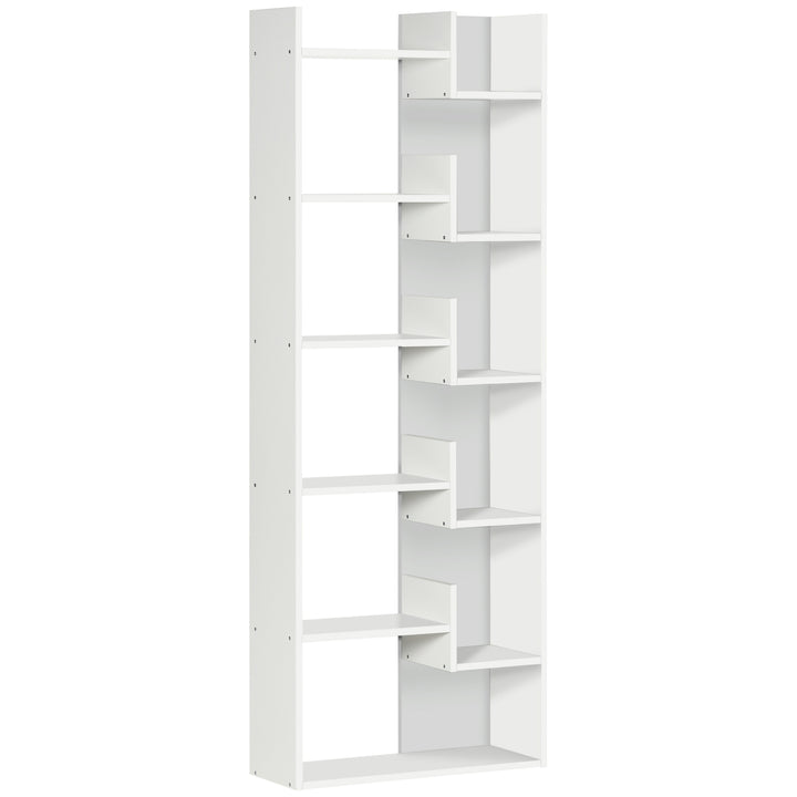 6-Tier Bookshelf, Modern Bookcase with 11 Open Shelves, Freestanding Decorative Storage Shelving for Home Office and Study, White