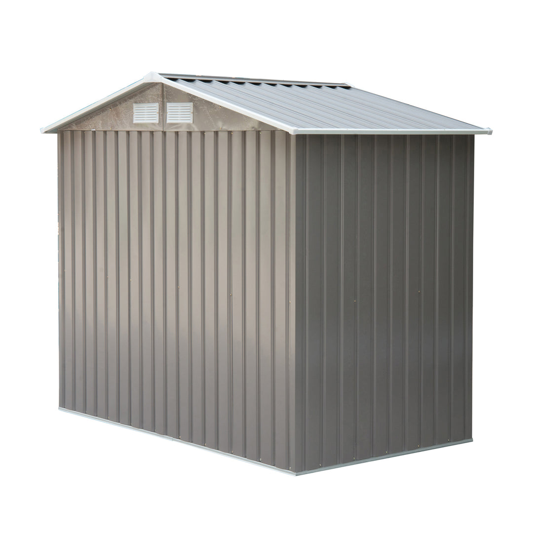 Outsunny 7ft x 4ft Lockable Garden Metal Storage Shed Storage Roofed Tool Metal Shed w/ Air Vents Steel Grey