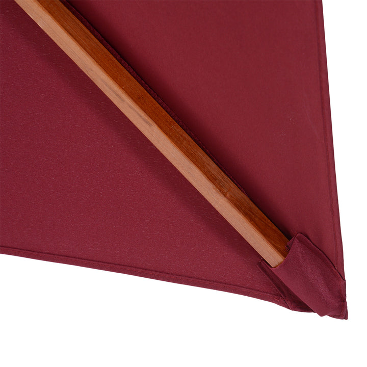 Outsunny 3m Patio Umbrella Bamboo Umbrella Parasol-Wine Red