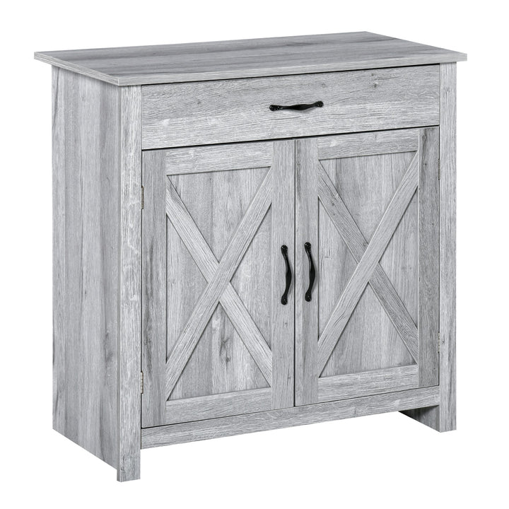 Farmhouse Barn Door Sideboard Storage Cabinet Coffee Bar for LIVING Room – Grey Grain