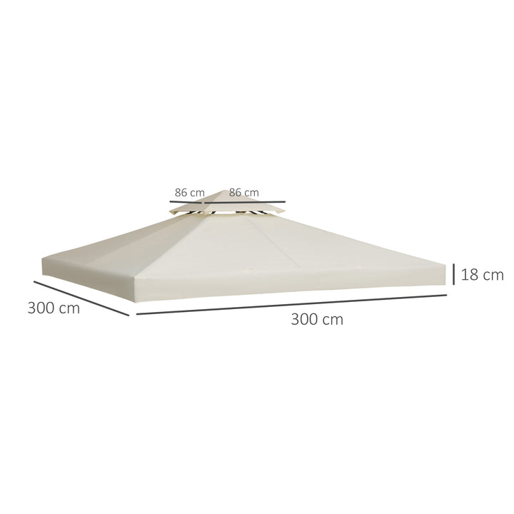 Outsunny 3 x 3(m) Gazebo Canopy Roof Top Replacement Cover Spare Part Cream White (TOP ONLY)