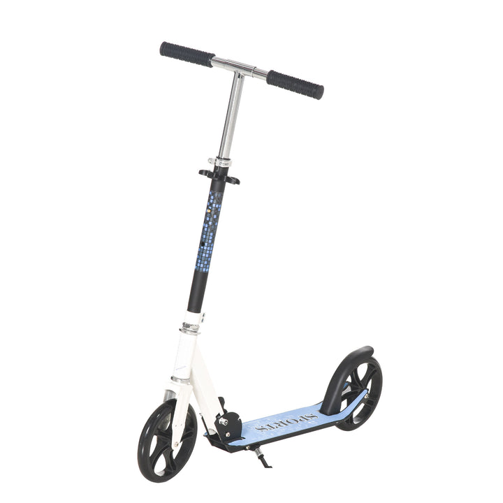 2 Wheel Kids Stunt Kick Scooter Foldable Teens Commuter Aluminium Frame Adjustable Handles - White Blue