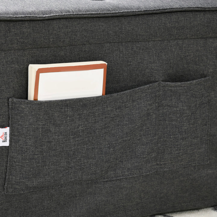 Folding Sofa Bed, Fabric Sleeper Chair Bed with Adjustable Backrest, Pillow, Side Pocket for Home Office, Bedroom, Living Room, Charcoal Grey