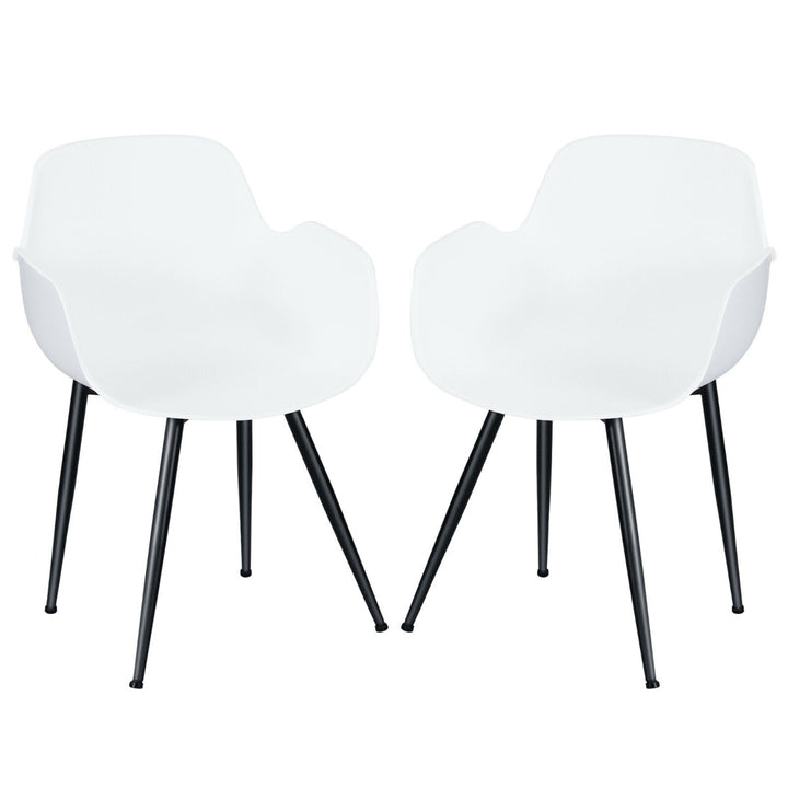 Set of 2 Modern Plastic Leisure Side Chair with Curved Armrests