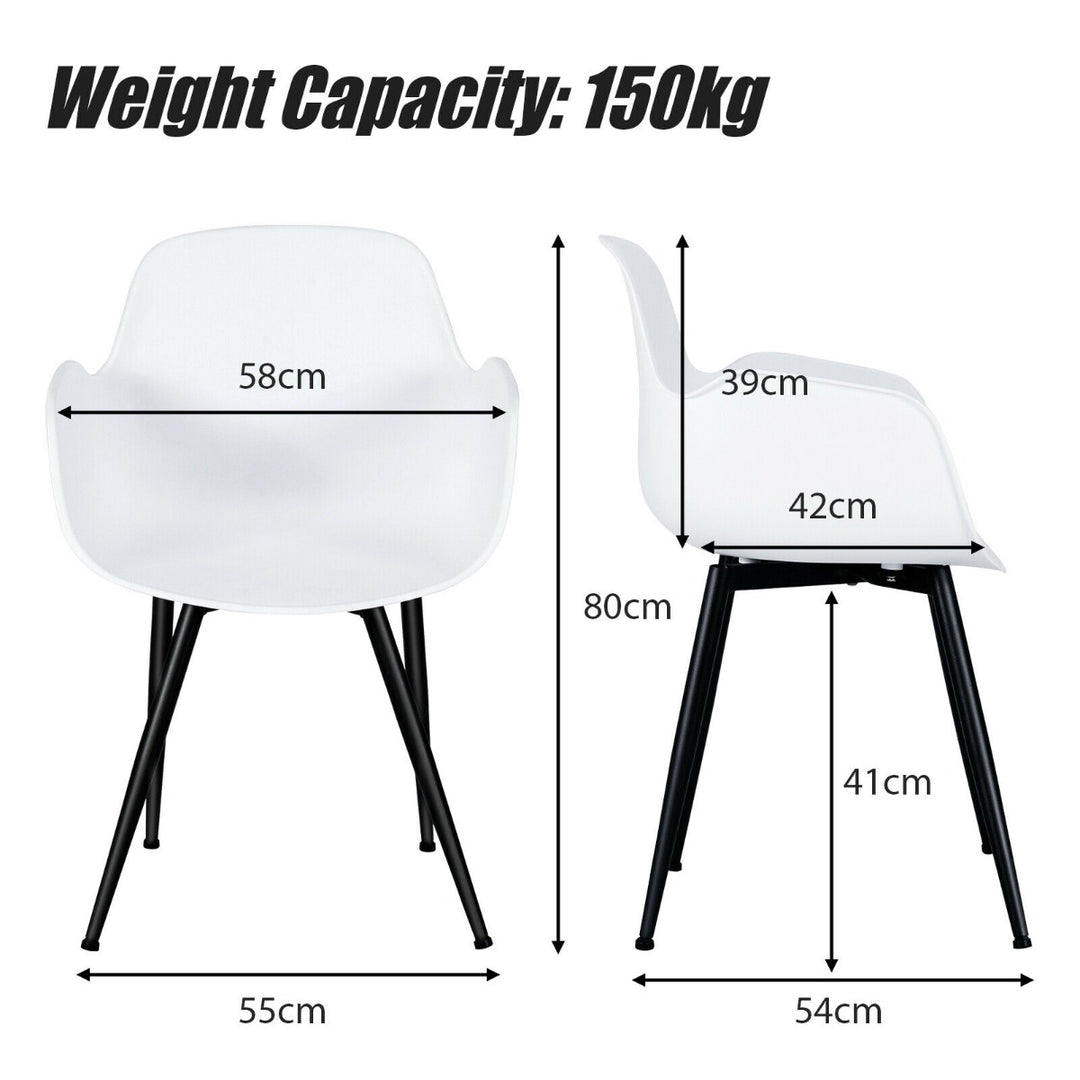 Set of 2 Modern Plastic Leisure Side Chair with Curved Armrests