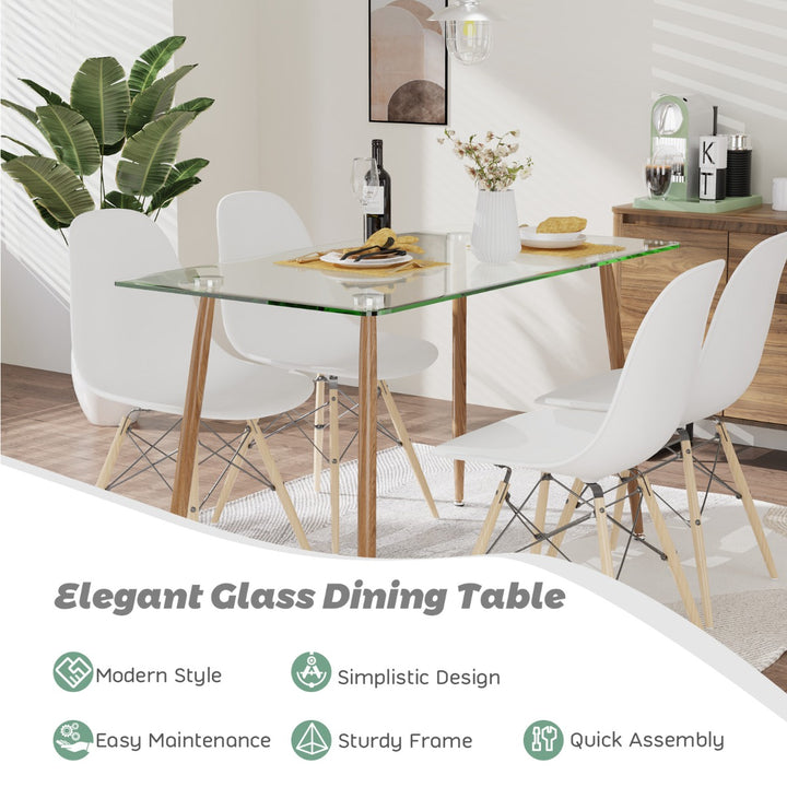 Glass Dining Table with Tempered Glass Table Top for Home Office