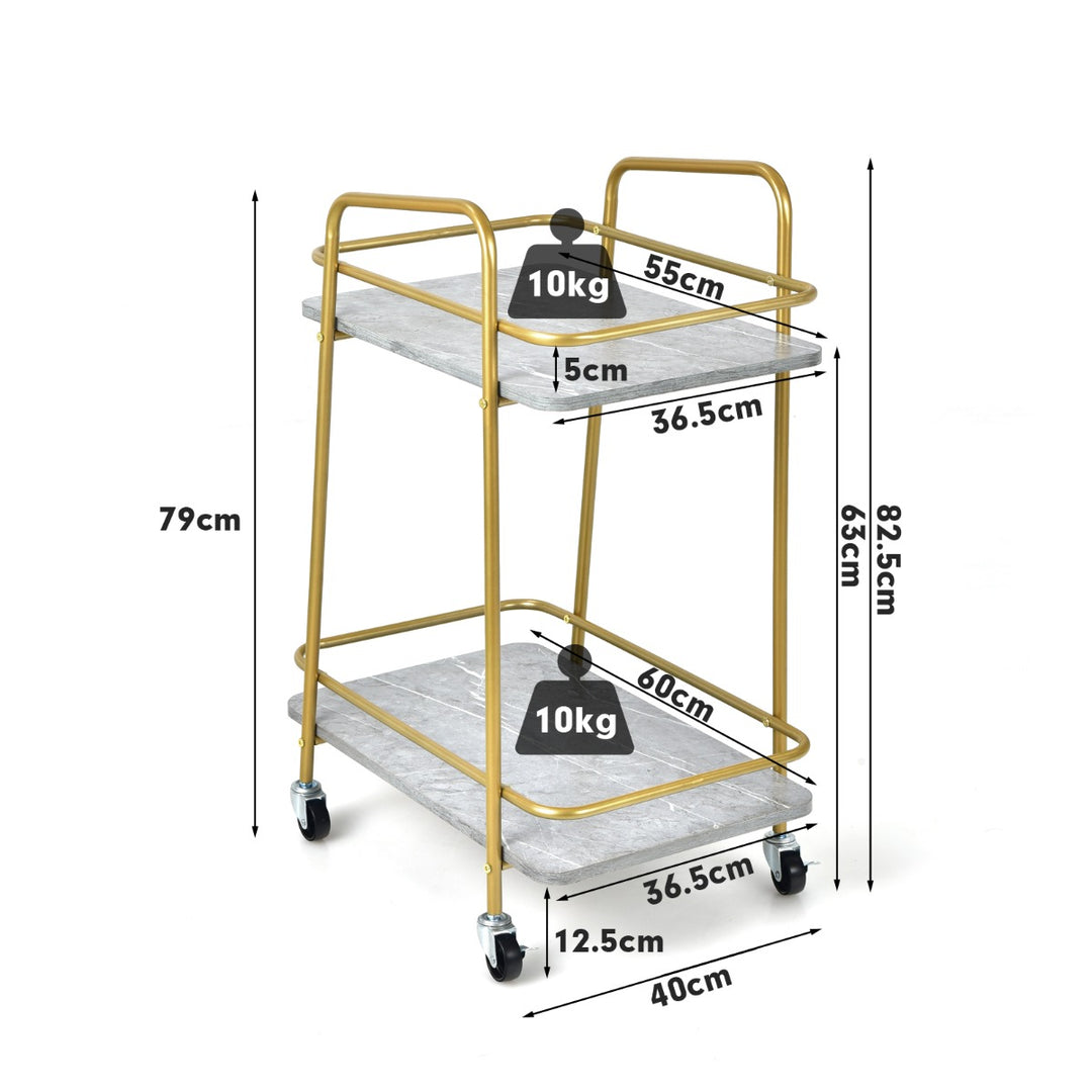 Kitchen Rolling Cart w/ Steel Frame-Gray