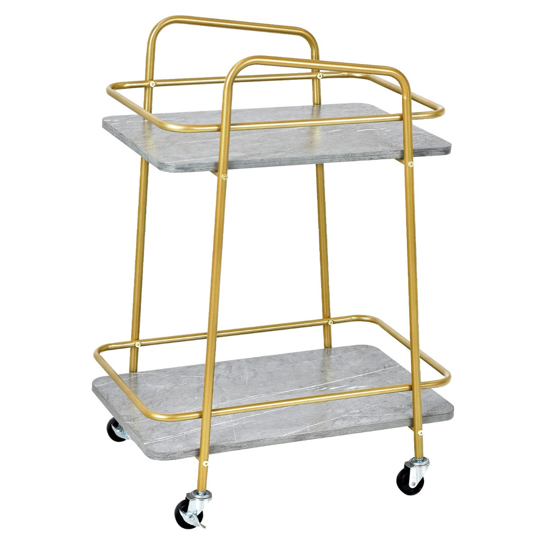 Kitchen Rolling Cart w/ Steel Frame-Gray