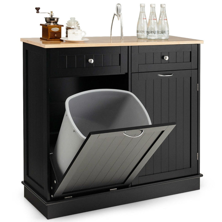 Kitchen Tilt-Out Trash Cabinet with 2 Drawers and Adjustable Shelves-Black