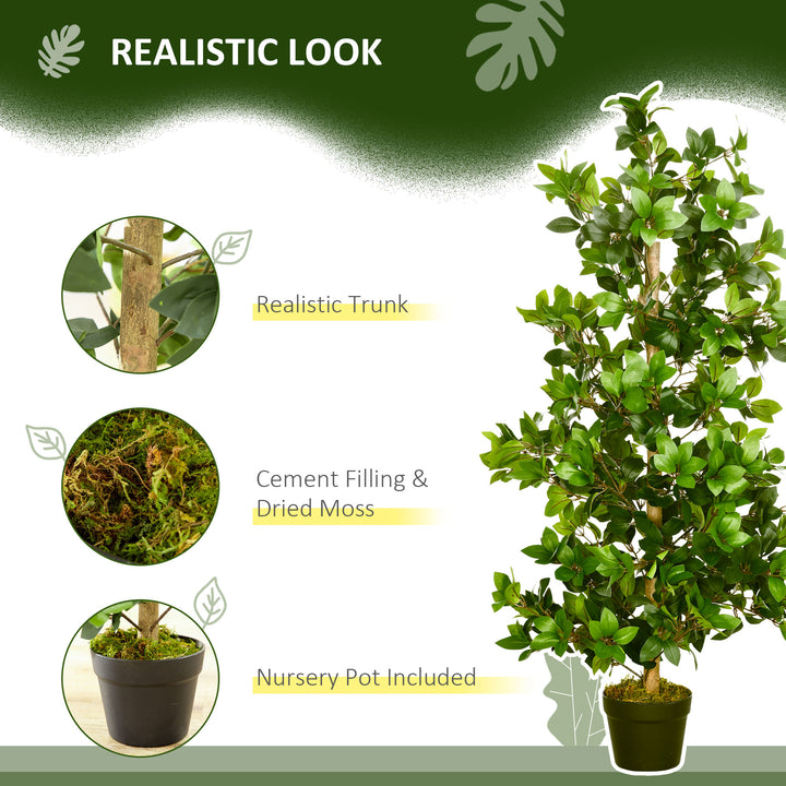 Artificial Plants Bay Leaf Laurel in Pot Fake Plants for Home Indoor Outdoor Decor, 16x16x120cm, Green