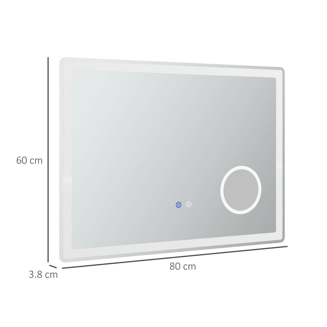 kleankin LED Bathroom Mirror with Dimming Lights, 3X Magnifying Mirror, Vanity Mirror with 3 Colour Front and Backlit