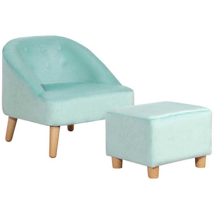 Toddler Chair, 2pcs Kids Sofa Set, Sofa &amp; Ottoman for Bedroom, Playroom, Boys and Girls, 3-5 years old, Blue