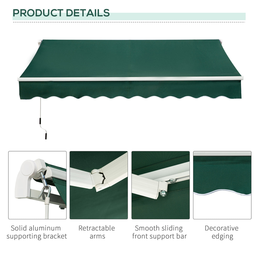 Awnings for Patio Awning Canopy Shelter Garden Sun Shade UV Blocker Light Weight Aluminium Frame w/ Hand Crank 3 x 2m Green