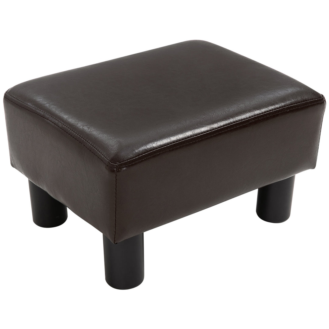 PU Faux Leather Footstool Ottoman Cube w/ 4 Plastic Legs Black