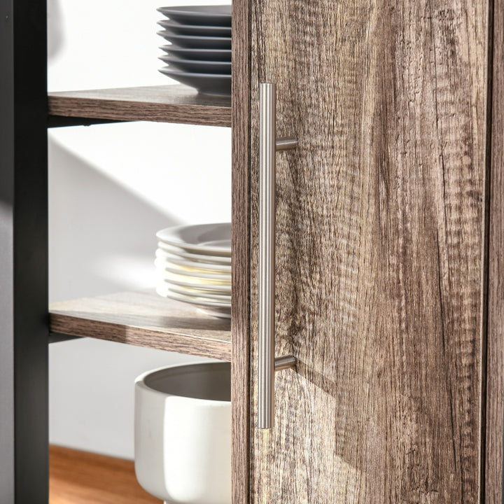 Kitchen Trolley Utility Cart on Wheels with Storage Shelves &amp; Drawer for Dining Room, Grey