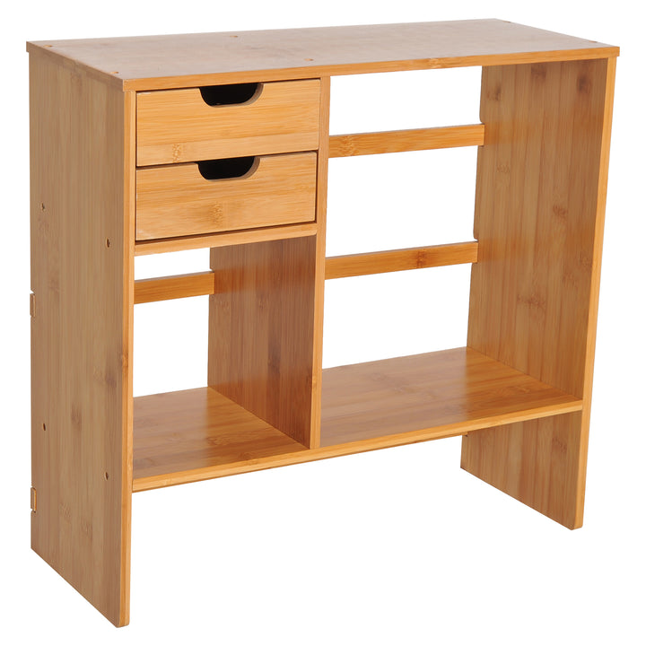 Desk Organiser Bookshelf Storage 2 Drawers 2-way Reversed Use Bamboo