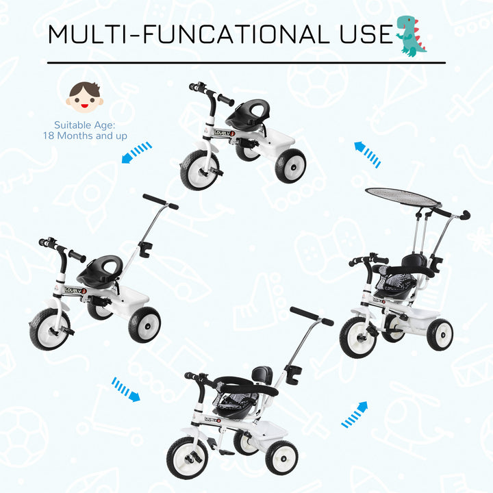 Baby Tricycle W/Handle-White/Black