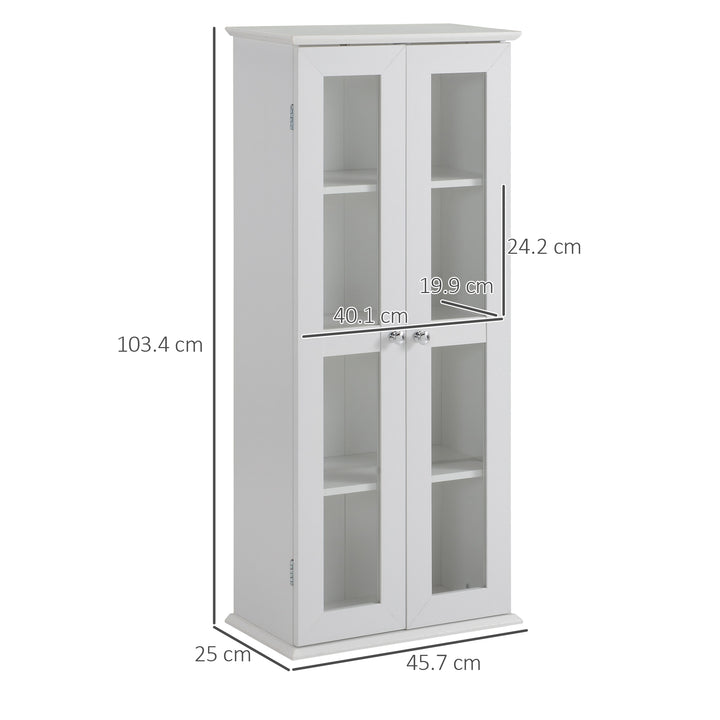 HOMCOM Media Cabinet - Holds up to 100 CDs, 4-Tier CD Storage Unit, Modern Bookcase with Magnetic Doors and Wide Base for Home, White