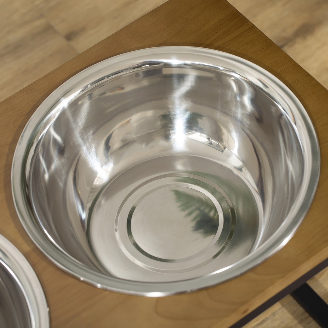 Raised Dog Bowls with Stand, Pet Feeder for Large Medium Dogs, Dog Bowl Stand, Oak