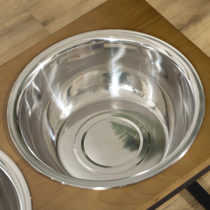 Raised Dog Bowls with Stand, Pet Feeder for Large Medium Dogs, Dog Bowl Stand, Oak