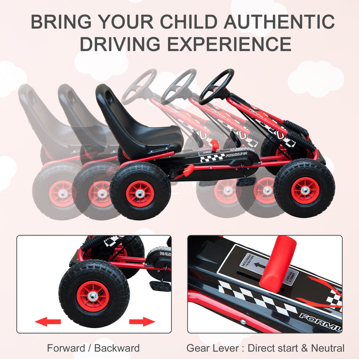 Kids Children Pedal Go Kart Cart Air Inflatable Tyres Motor Racing Style Suitable for 3 to 8 Years