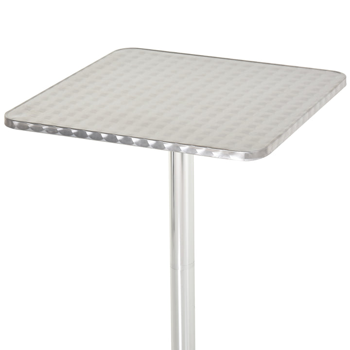 Height Adjustable Bistro Table Pub Bar Square Table Stainless Steel Top Aluminium Edge 60 x 60cm