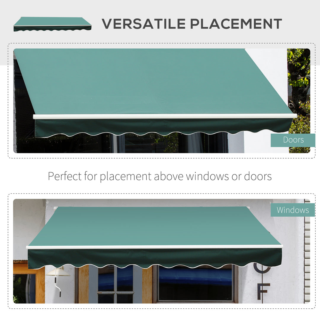 3x2.5 m Sun Shade Canopy Garden Patio Manual Retractable Awning Canopy Sun Shade Shelter, 3x2.5 m-Dark Green