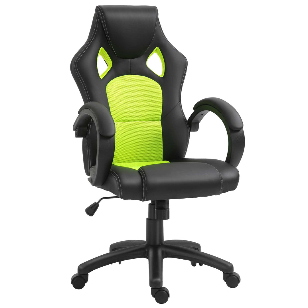 High-Back Gaming Chair Swivel Home Office Computer Racing Gamer Desk Chair, Black Green