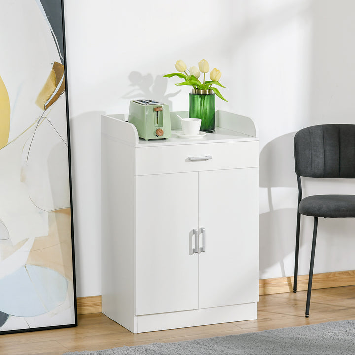 Modern Storage Cabinet, Small Floor Cupboard with Drawer and Adjustable Shelf for Kitchen, Living Room, Bedroom, Hallway, White
