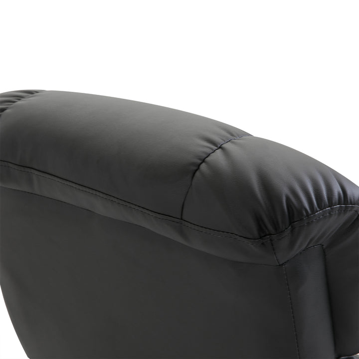Electric Massage Recliner Chair with Ottoman, Faux Leather Swivel Recliner with Remote Control for Living Room, Black