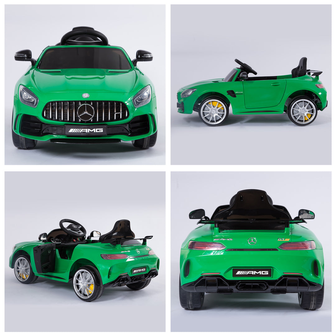 Compatible 12V Battery-powered 2 Motors Kids Electric Ride On Car GTR Toy with Parental Remote Control Music Lights MP3 for 3-5 Years Old Green