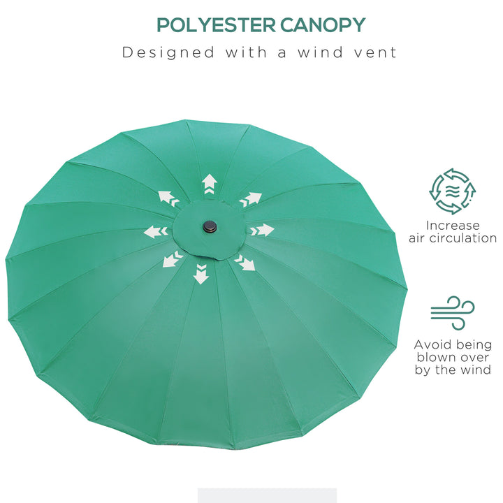 Outsunny Ф255cm Patio Parasol Umbrella Outdoor Market Table Parasol with Push Button Tilt Crank and Sturdy Ribs for Garden Lawn Backyard Pool Green