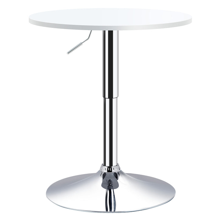 Bar Table Φ60cm Adjustable Height Round Bistro Table w/ Swivel Top Metal Frame Counter Surface Stylish Kitchen Conservatory White
