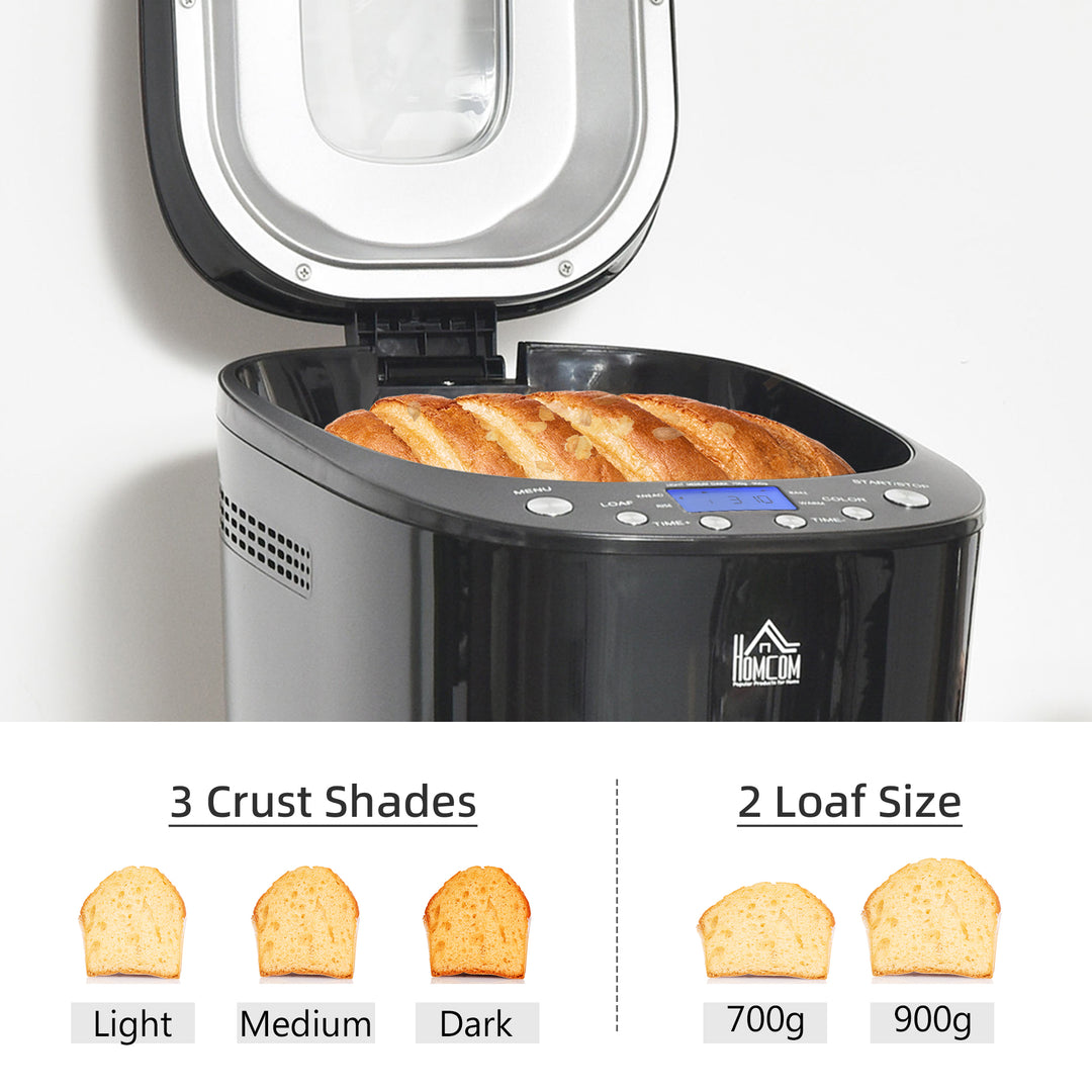 Digital Bread Maker 550W 12-in-1 Programmed Bread Machine with 13-Hour Delay Timer 60 Minutes Keep Warm Function Non-stick Pan 3 Crust Colours