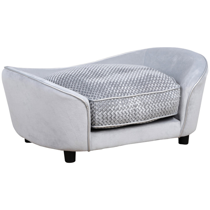 Pet Sofa Couch Small Sized Dog Various Cat Soft Plush Sponge Cushioned Bed Lounge Gray