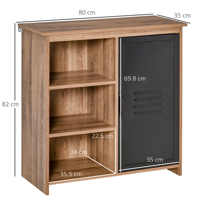 Cupboard Storage Cabinet with 3 Tiers and Steel Door, Home Organizer Sideboard with Adjustable Shelf for Dining Room, Living Room, Kitchen