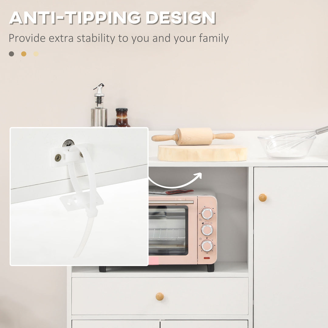 Kitchen Cupboard, Microwave Cabinet, Storage Cabinet with Doors, White