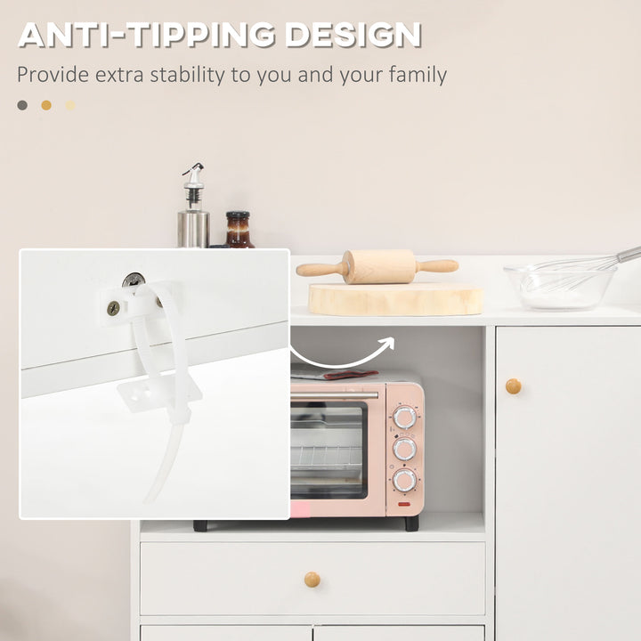 Kitchen Cupboard, Microwave Cabinet, Storage Cabinet with Doors, White