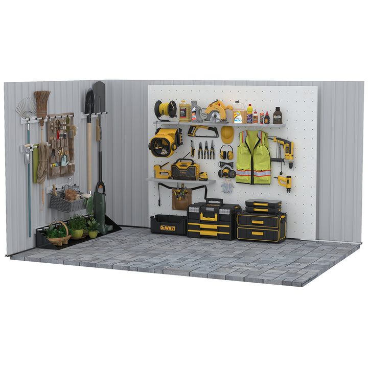 6.5ft x 3.5ft Metal Garden Storage Shed for Outdoor Tool Storage with Double Sliding Doors and 4 Vents, Grey
